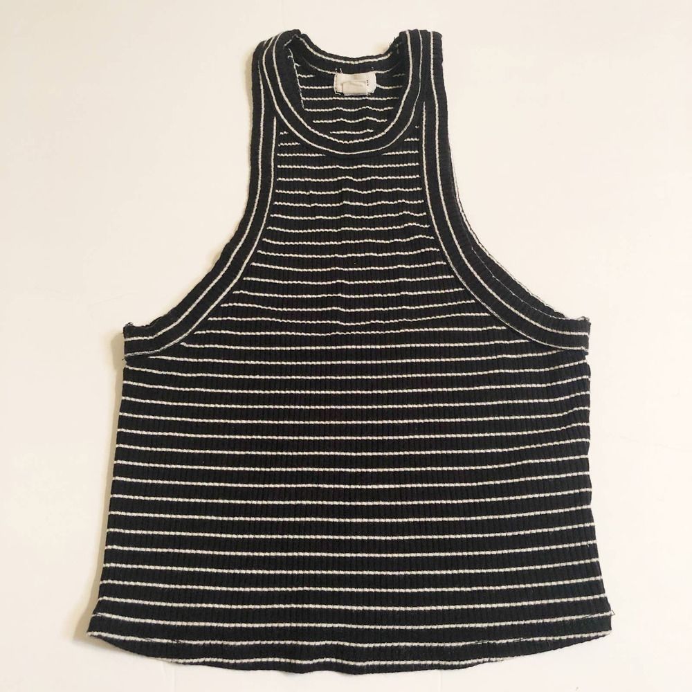 Garage Ribbed Striped B/W Crop Top